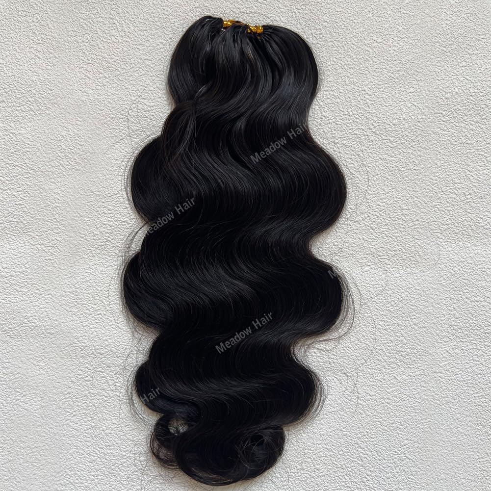 Body Wave Pre Separated Feather Crochet Human Hair Extensions Burmese Virgin Hair Knotless Boho Braids Hair Pre Looped Wavy Braiding Bundles Miracle Knots for Black Women Meadow Hair 16inch 240g