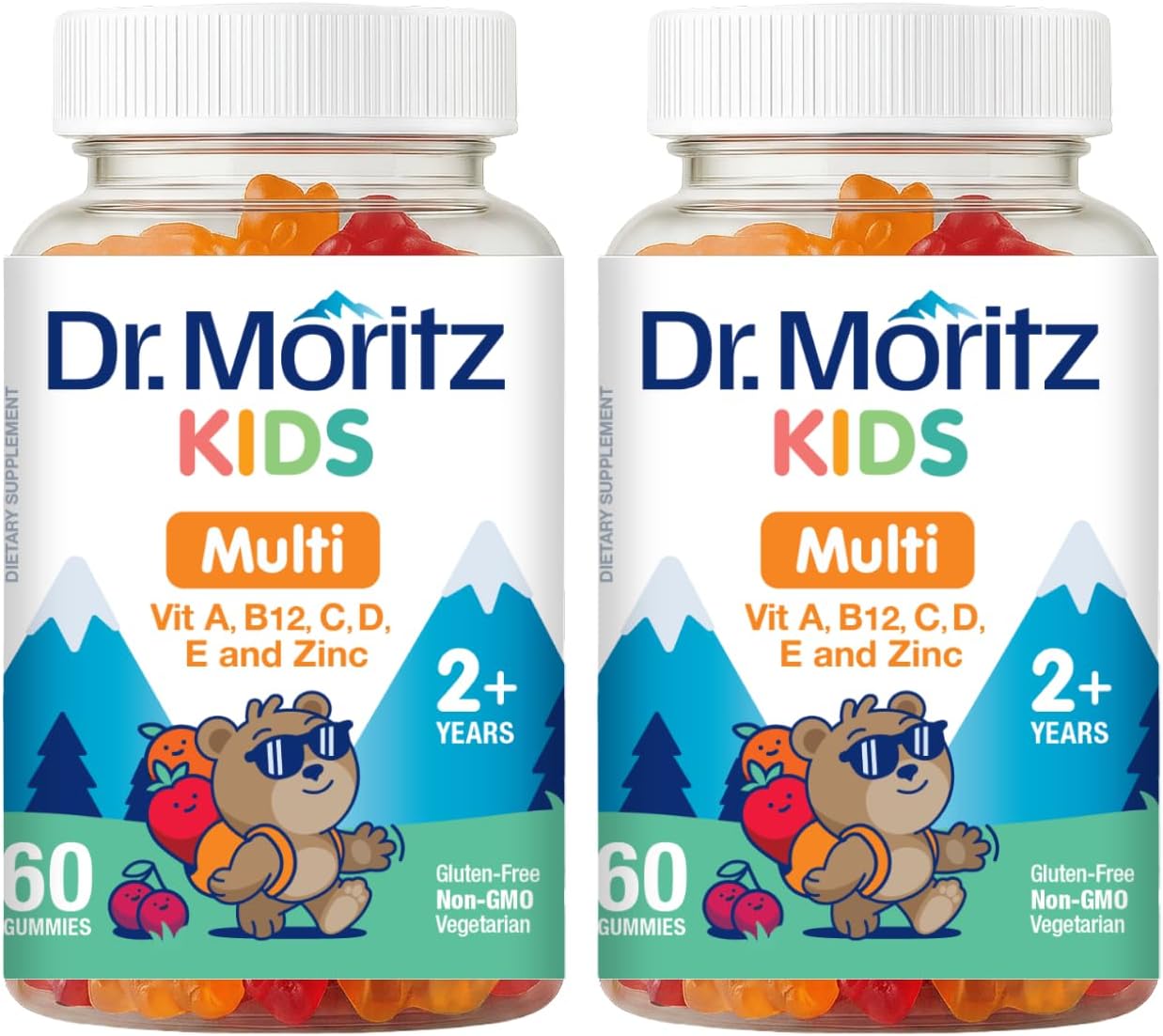 Kids Multivitamin Gummies - with Kids Vitamins A C D E B6 B12 Zinc and More - Complete Daily Support - Vegetarian and Non-GMO, 2 Pack (120 Count)