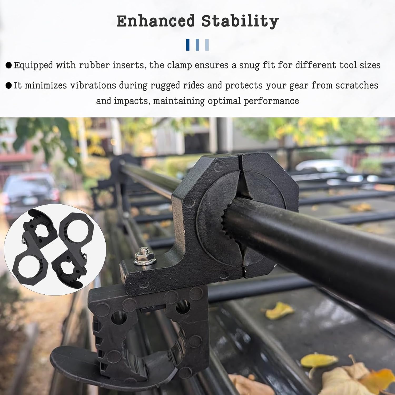 Quick-Release Rubber Clamp with Roll Bar Clamp Tube Roll Cage Clamps Mount, from 1-1/7'' to 1-3/7'' in Diameter Tools,Used by vehicle on Off-road vehicles, UTVs, ATVs
