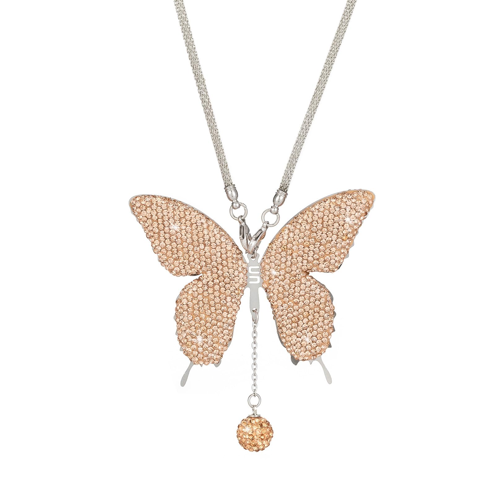 Rhinestone Butterfly Car Rear View Glass Ornament Diamond Car Pendant Lucky Window Hanging Accessories Pendant