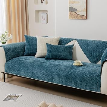 Sofa Slipcover 1 2 3 4 Seater Thick Chenille Sofa Cover for Corner L U Shape Sectional Couch Rebellious Cats Dogs Leather/Wooden/Fabric Sofa Cushion Covers70X70cm,Blue