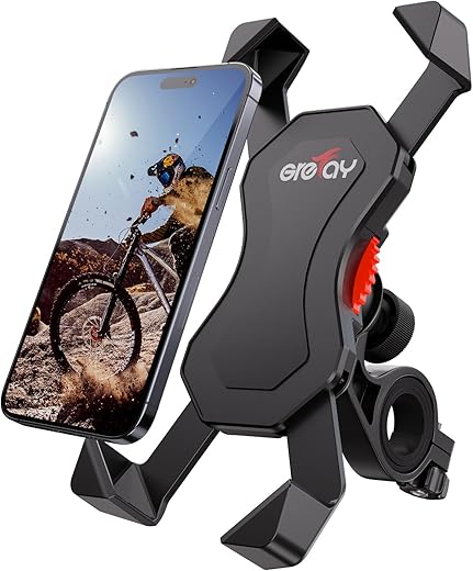 Grefay Bike Phone Holder Motorcycle Handlebar Phone Holder Scooter Phone Mount with 360° Rotation for 3.5-6.5 inch Smartphone