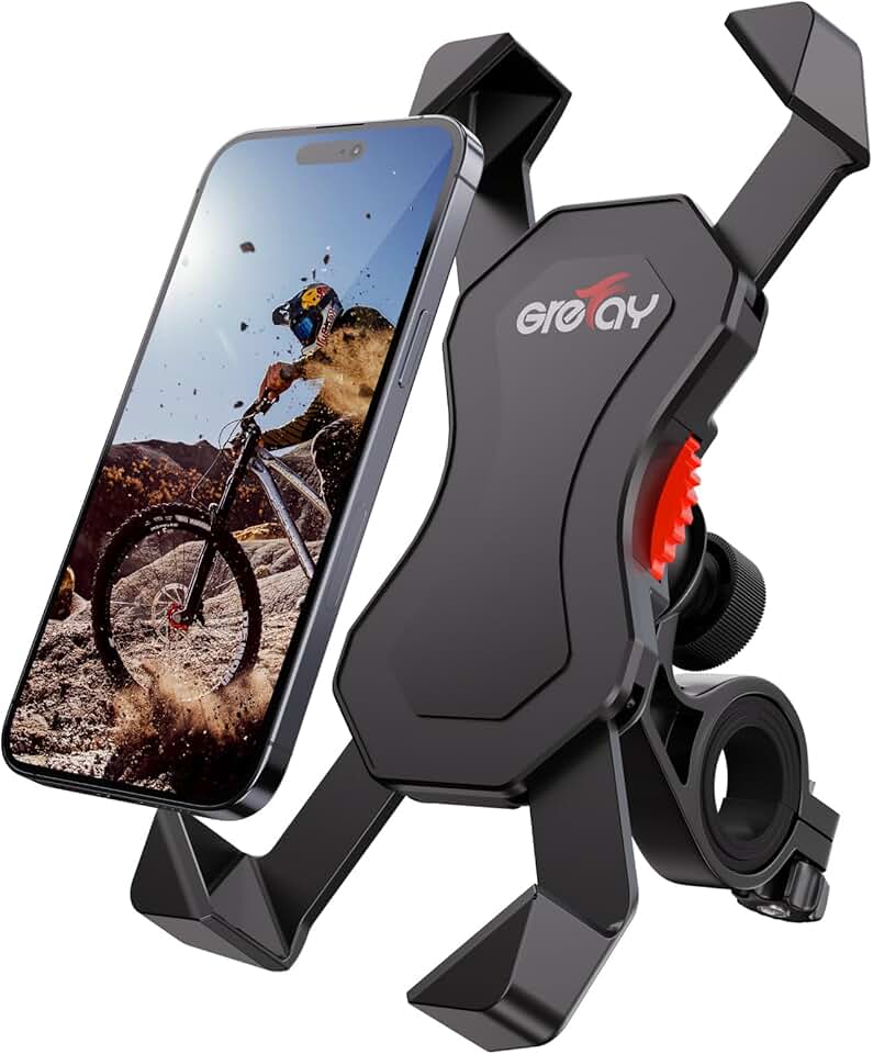 Grefay Support Téléphone Vélo Moto Porte Telephone Velo Universel Support Telephone Trotinette Electrique, Scooter, VTT avec 360° Rotation pour 3,5 à 6,5 Pouces GPS pour Smartphones Autres Appareils