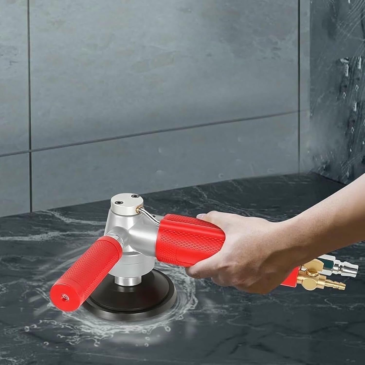 Air Wet Stone Polisher 4 Inch , Pneumatic Wet Stone Grinder Air Polisher 4300 RPM Pneumatic Water Mill Polishing Tool-