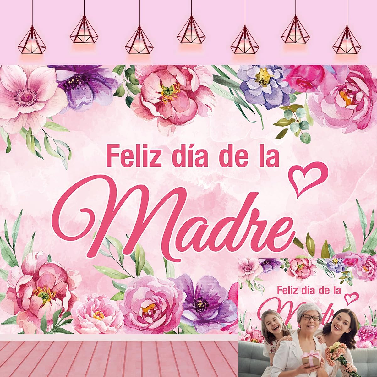 Feliz Dia De La Madre Backdrop Happy Mother's Day Decorations Background Mexican Feliz Dia Mama Banner Best Mom Ever Indoor Outdoor Wall Decor (7x5FT: 84x60 inch)