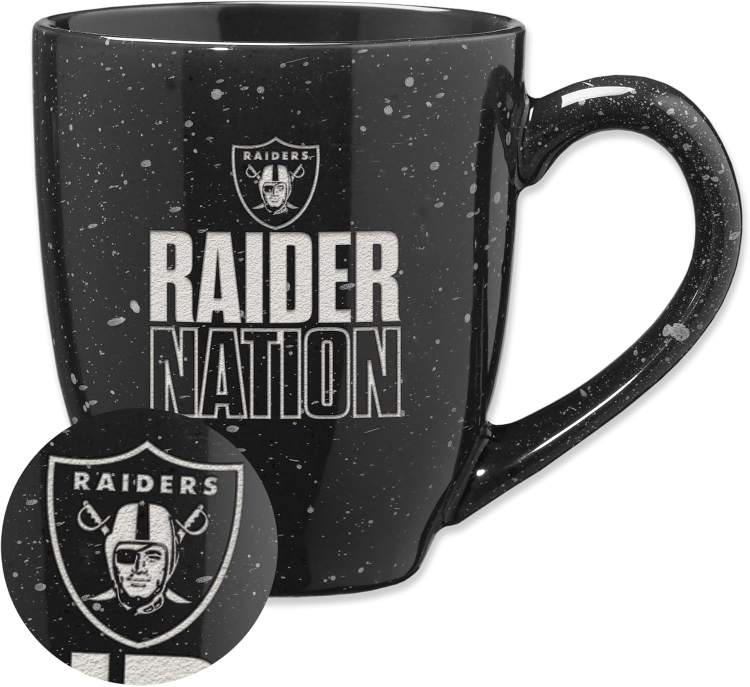 Rico Industries NFL Football Team Slogans and Chants 16 oz Team Color Laser Engraved Speckled Ceramic Coffee Mug