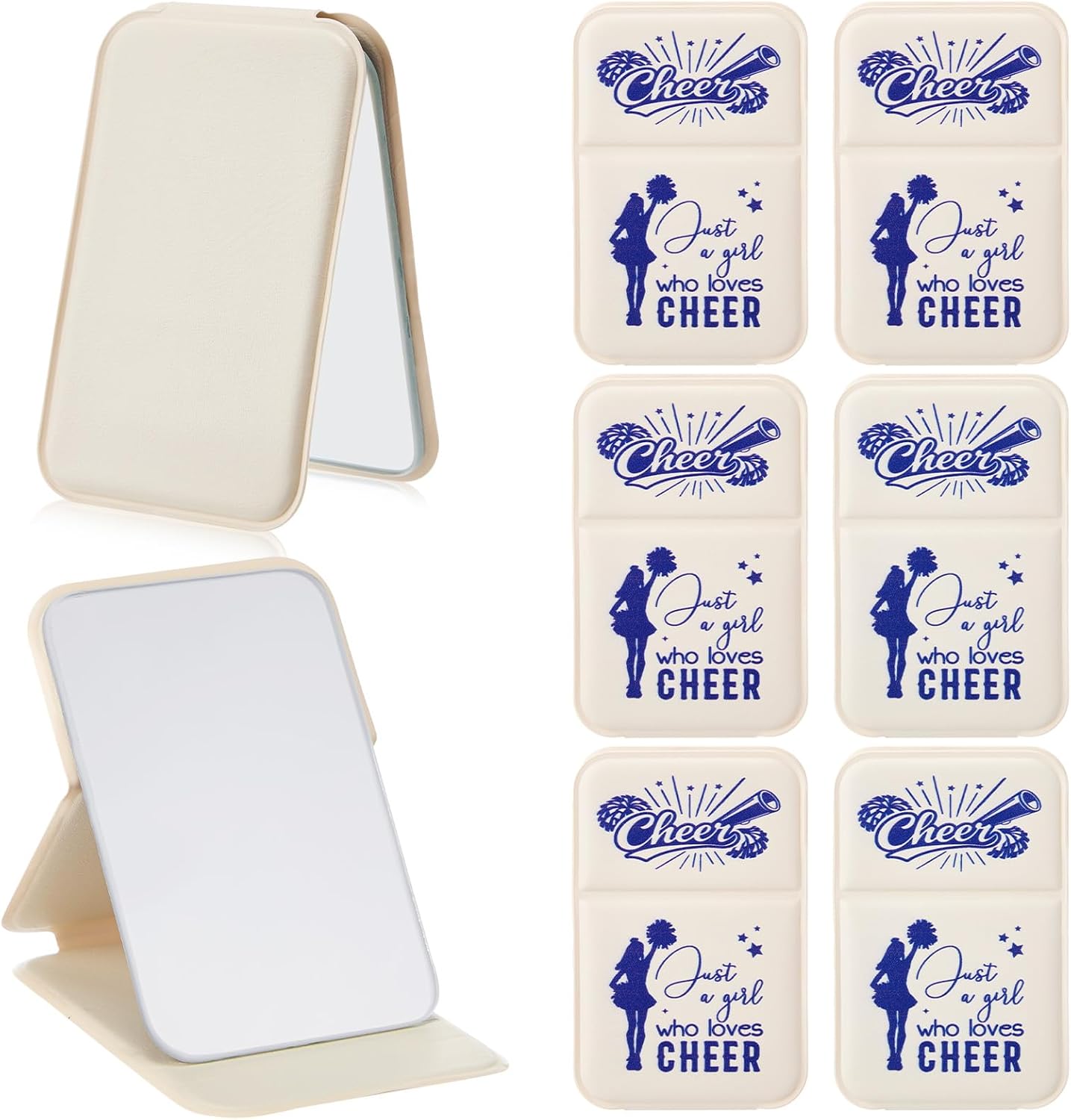 RattanView 6 Pcs Cheer Compact Mirror Folding Cheerleader Team Gifts, Blue