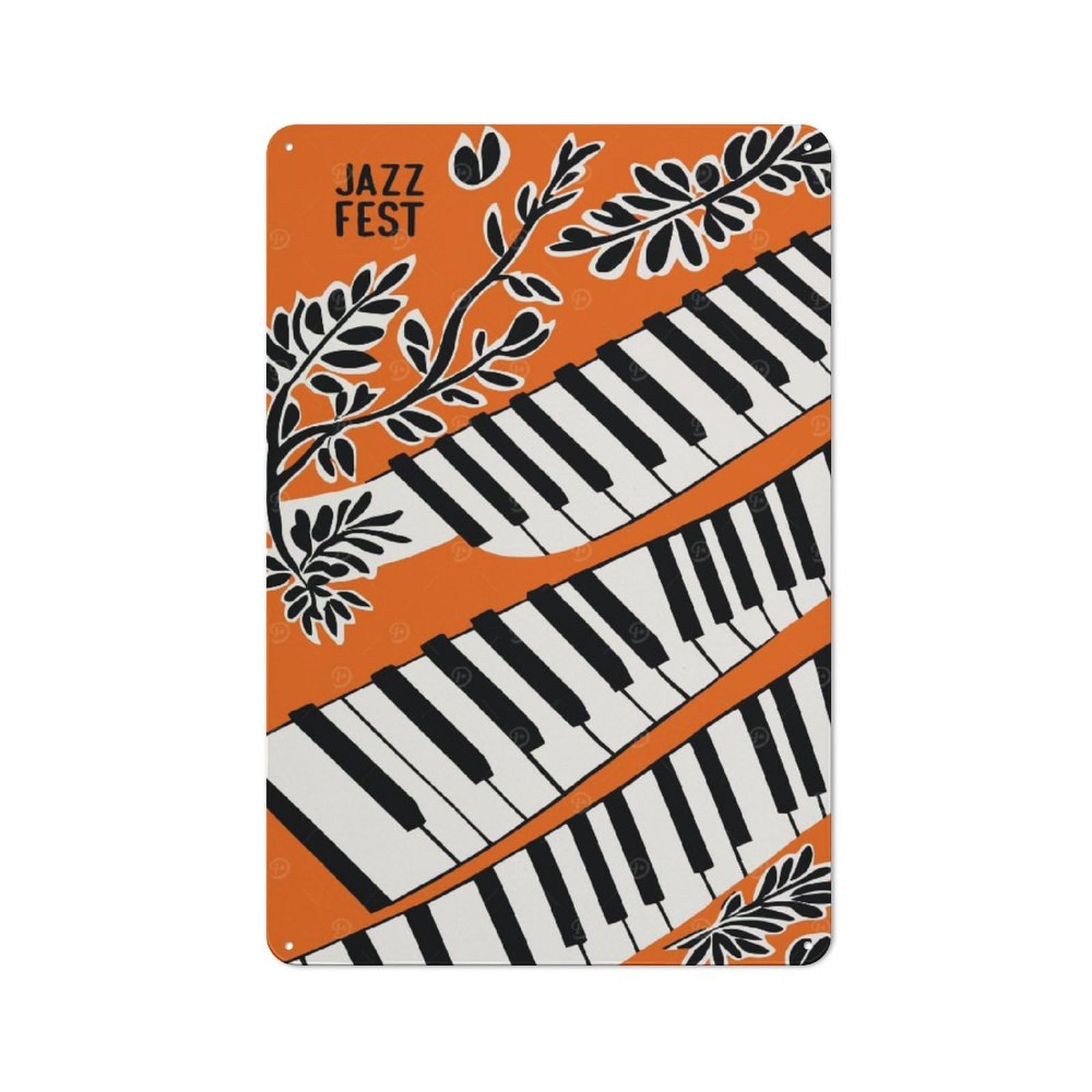 Junmoney Style-19 Vintage Tin Sign 30X20cm With Jazz Fest Orange For Man Cave Or Games Room, For Winter Room Styling In Man Cave And Games Room