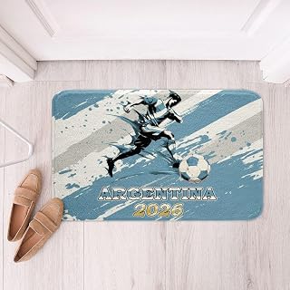 Feelyou Football Bathroom Rugs World Soccer 2026 Bath Mats Gift for Argentine Fans Bathroom Accessories Soccer Cup 2026 Floor Doormats 16"x24" Blue White Black Soft Microfiber