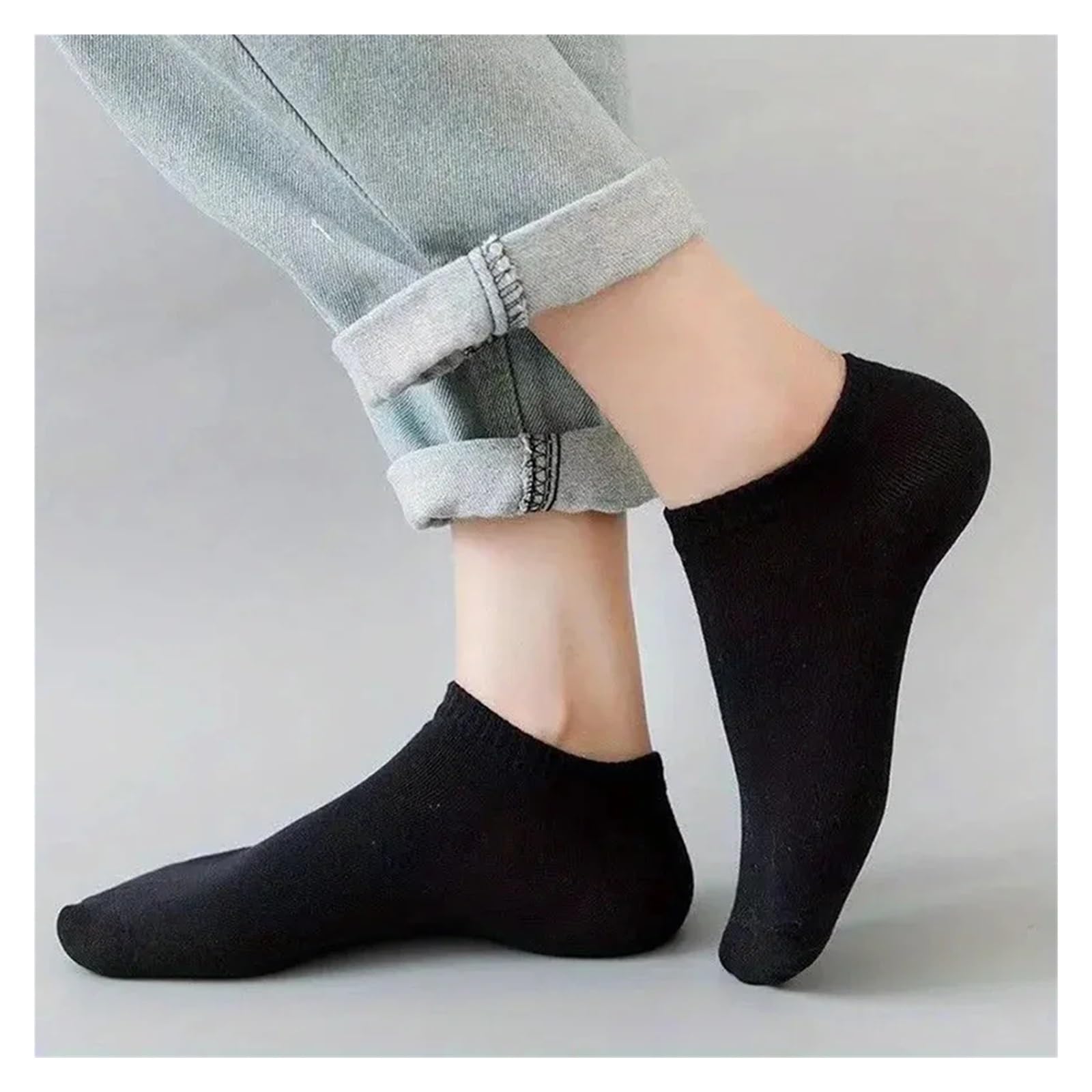 Weiß Herren Socken Kurz 10 Paar Herrensocken Frühling/Sommer Dünn, Atmungsaktiv, Weich Polyester Baumwollsocken Schwarz Casual Business Söckchen Bootssocken