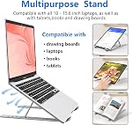 Laptop Stand for Desk, Aluminum Metal MacBook Stand,Computer Riser for Desk, Portable Foldable Adjustable Notebook Holder, Compatible with 10-15.6 Inch Laptops, iPad, Silver.