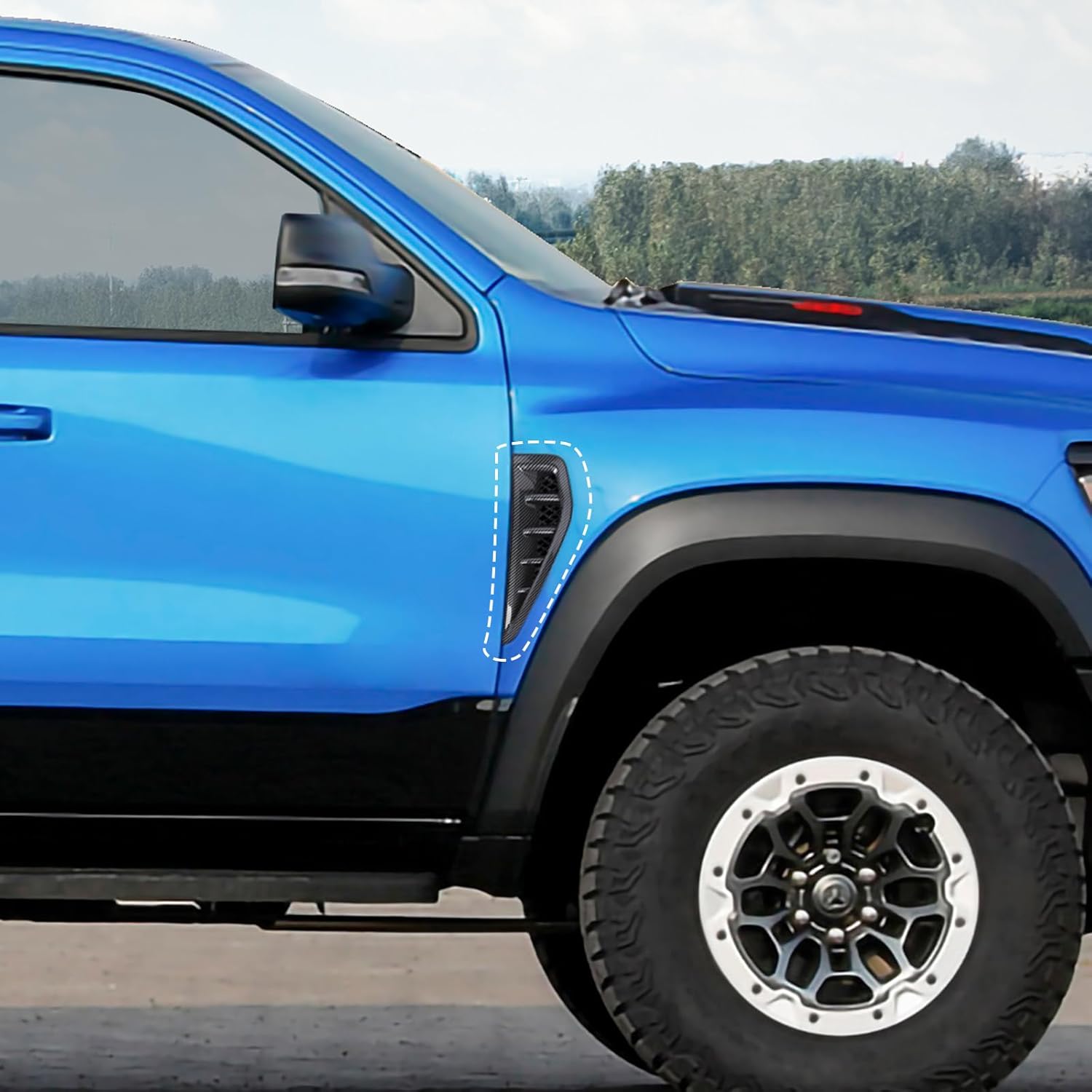 RT-TCZ Carbon Fiber Side Door Air Vent Fender Cover Trim Accessories for Dodge RAM TRX 2018 2019 2020 2021 2022 2023 2024
