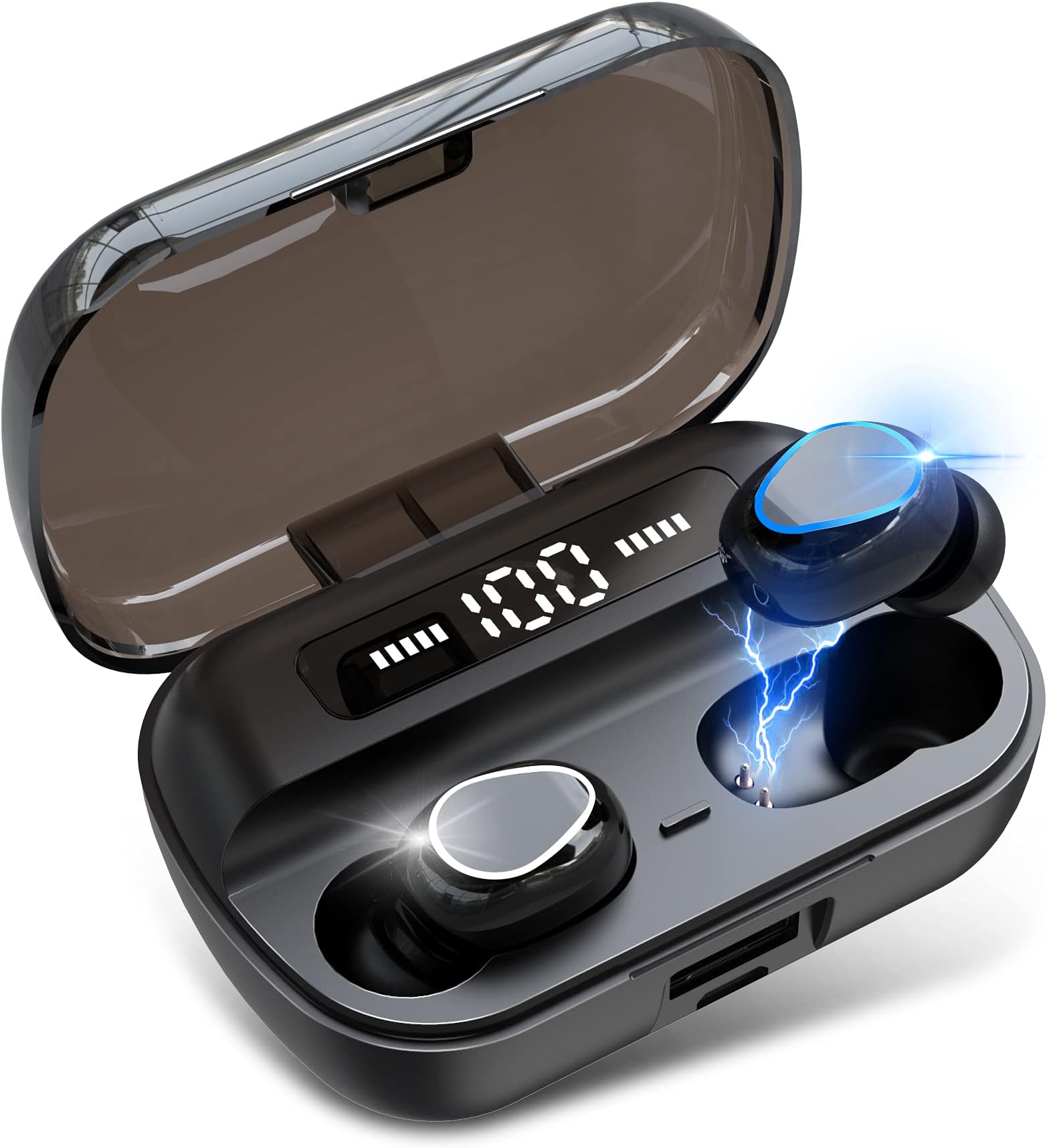 Wireless Earbuds, Bluetooth 5.1 Headphones with 3500mAh Charging Case in-Ear HiFi Stereo Bluetooth Earbuds, Built-in Mic Noise Cancelling Wireless Earphones, IPX7 Waterproof Headphones for Sport, Work