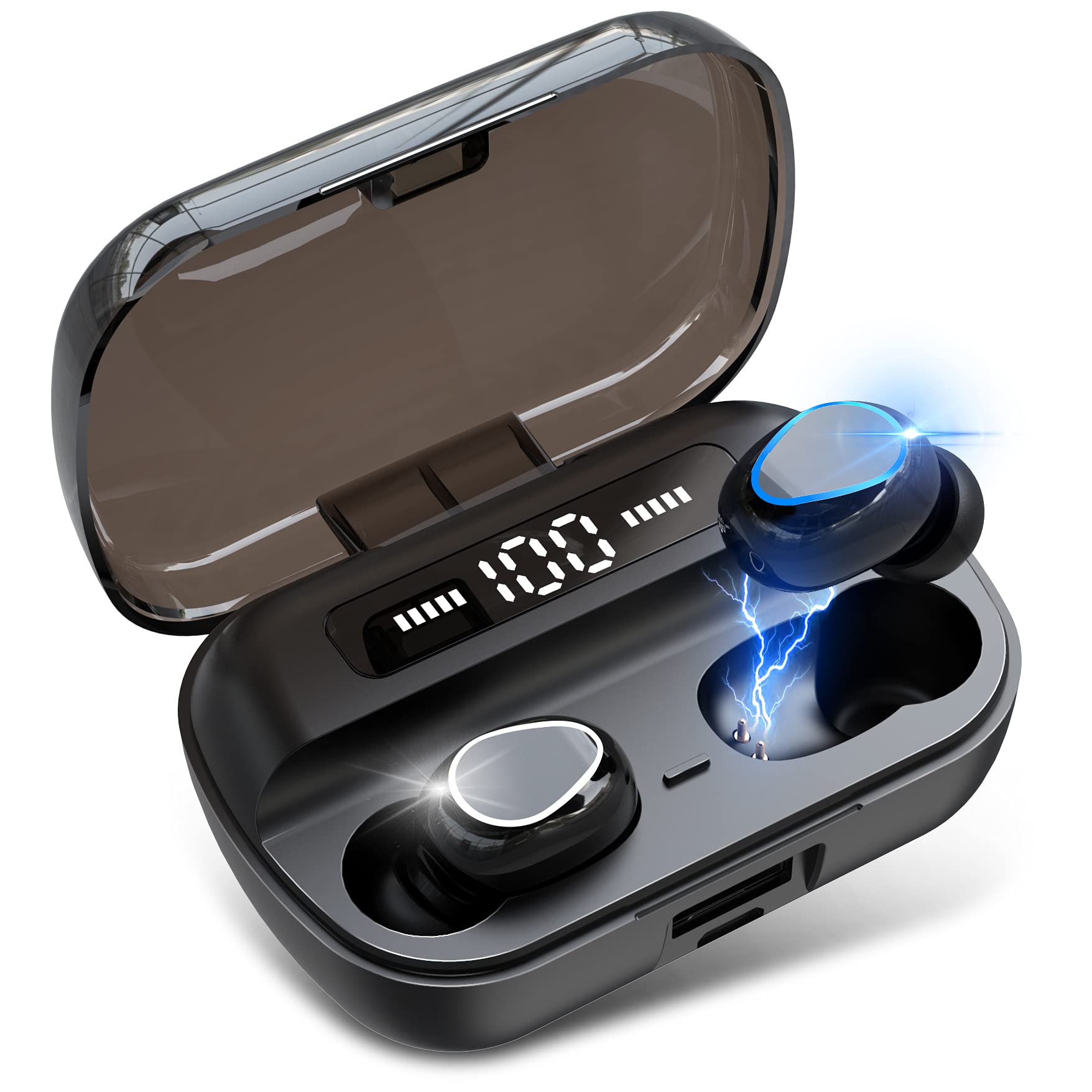 Wireless Earbuds, Bluetooth 5.1 Headphones with 3500mAh Charging Case in-Ear HiFi Stereo Bluetooth Earbuds, Built-in Mic Noise Cancelling Wireless Earphones, IPX7 Waterproof Headphones for Sport, Work