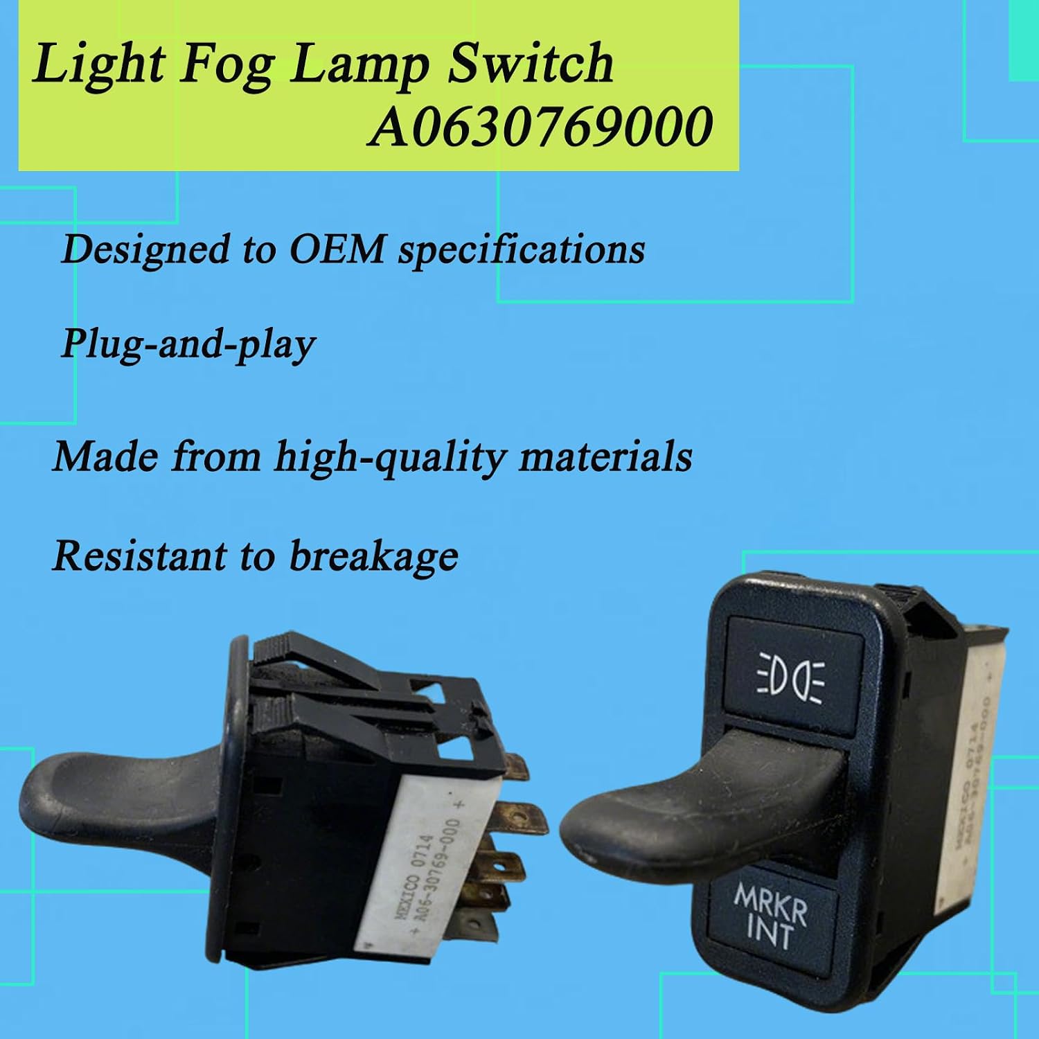 A0630769000 Push Button Marker Light Fog Lamp Switch Compatible with Freightliner Century Columbia Replacement Part