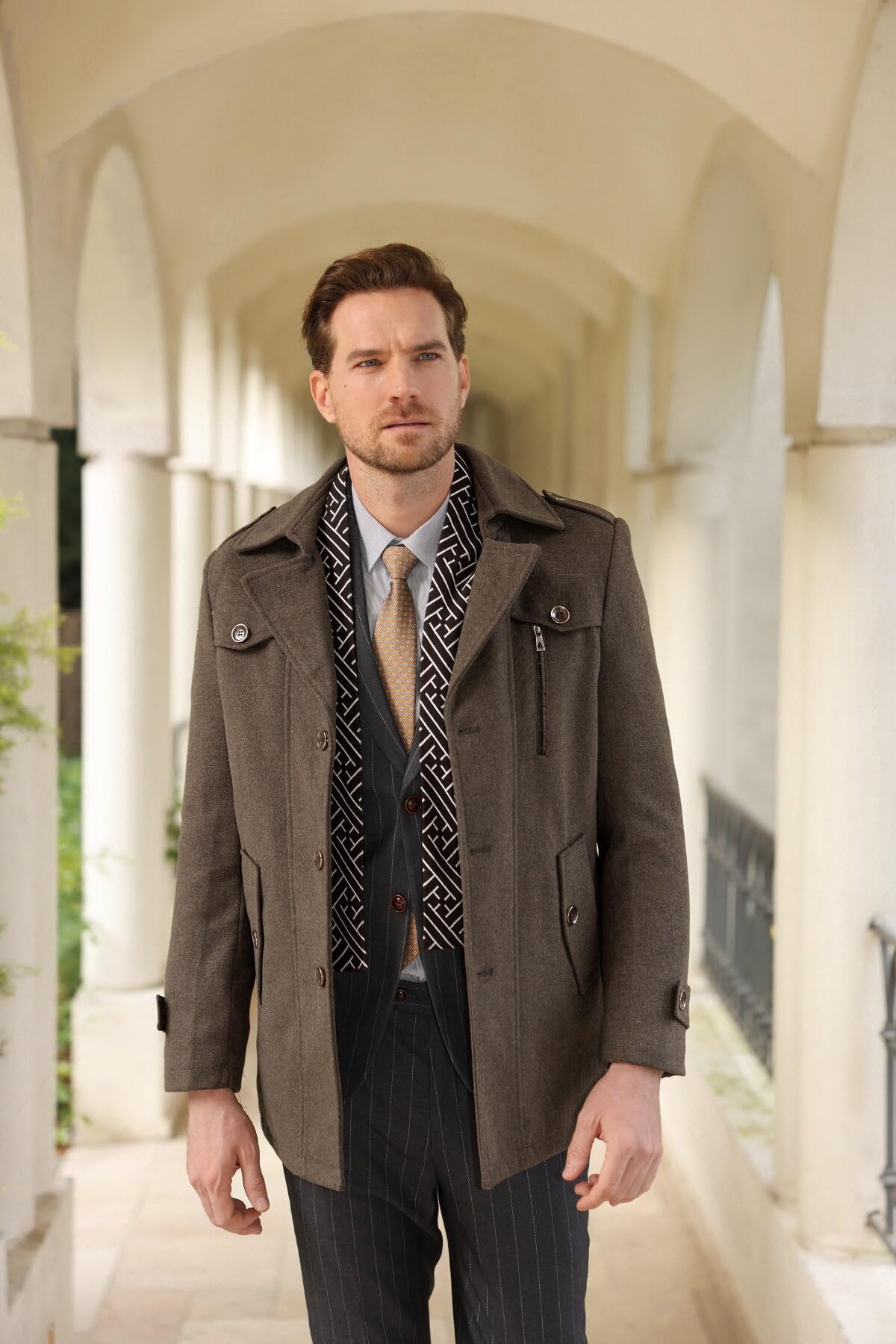 Allthemen Trench Corto Invernale da Uomo Trench di Lana Cappotto Spessa e Sottile Soprabito Parka Giacca a vento Giacca con risvolto