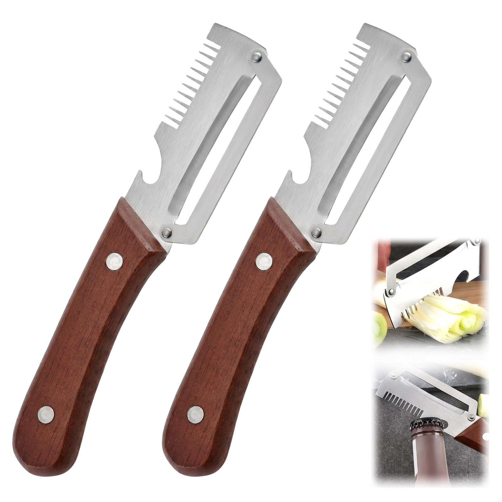 2PCS Multifunctional Vegetable Peeler, 3-in-1 Zero Snag Kitchen Peeler for Fruits and Vegetables, descaling Fish, shredding, and Opening Bottles