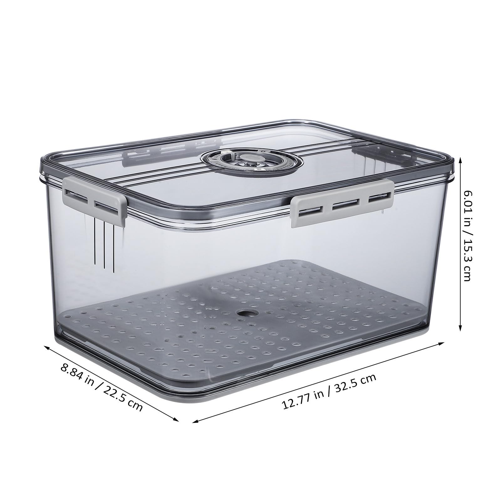 Transparente Pet Frischebox mit Zeiterfassung für Lebensmittel | Vierseitiger Verschluss, Großes Fassungsvermögen, Abnehmbares Design, für Obst und Gemüse