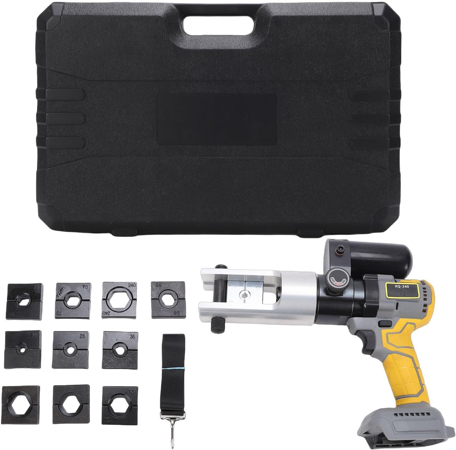 Electric Hydraulic Crimping Tool, 90KN Output with 10 Dies for Copper 240mm² and Aluminum 185mm² Cable Wire Terminal