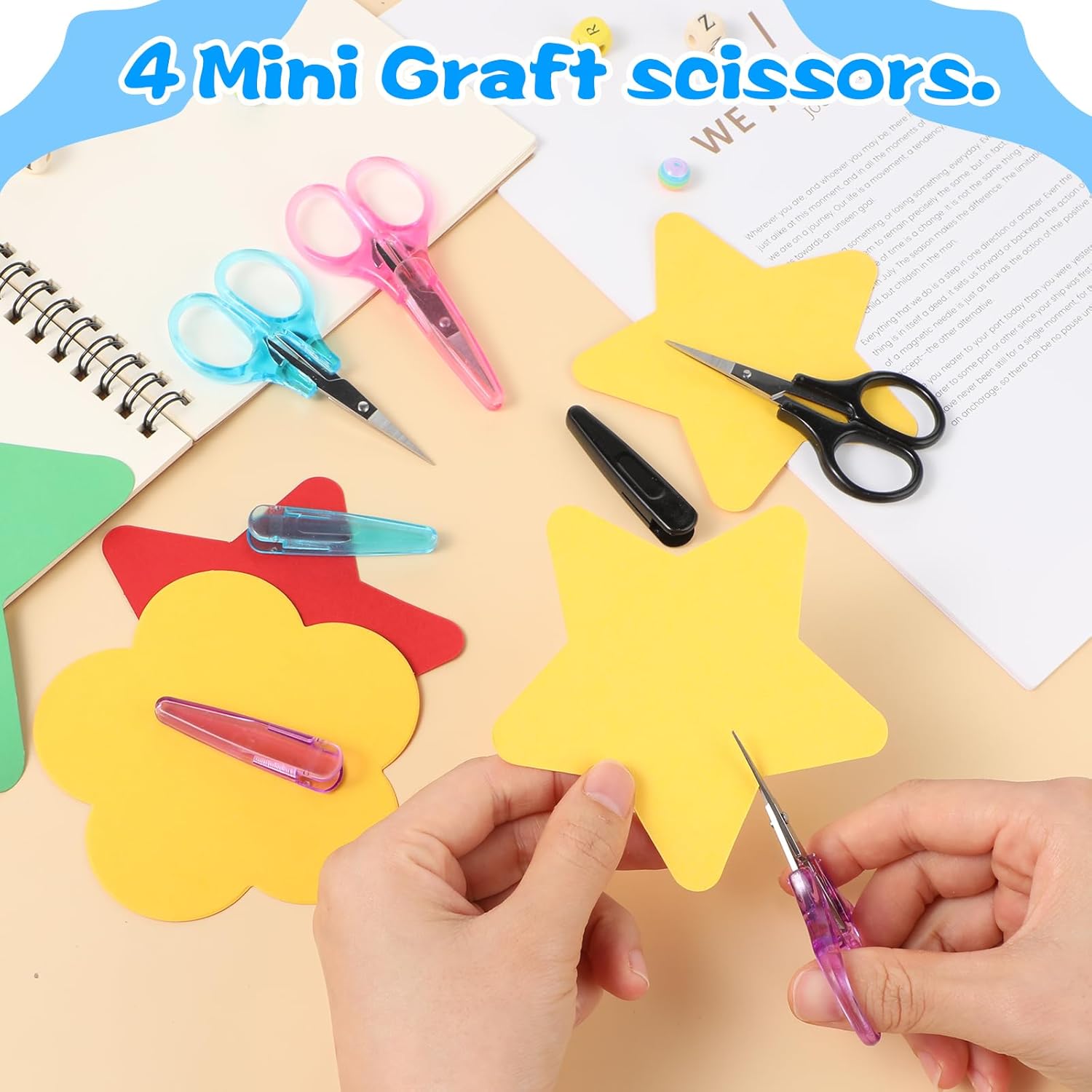 4 Pcs Small Craft Scissors 3.4" Mini Travel Scissors with Cover Stainless Steel Sharp All Purpose Scissor Straight Tip Tiny Sewing Scissor for Back to School Cutting Paper Trimming School DIY Projects