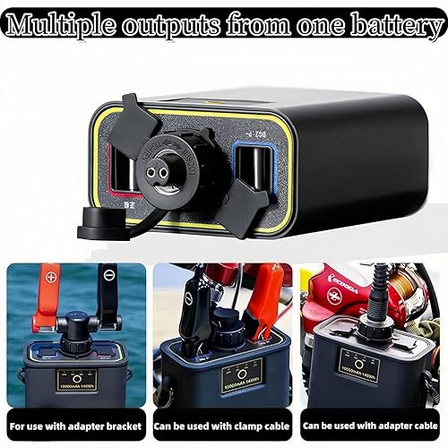 Miniatura 3 de Batería de carrete de pesca eléctrica de 14.8 V 20000 mAh, caja de aleación de aluminio con cable de 4.92 pies, compatible con carretes eléctricos