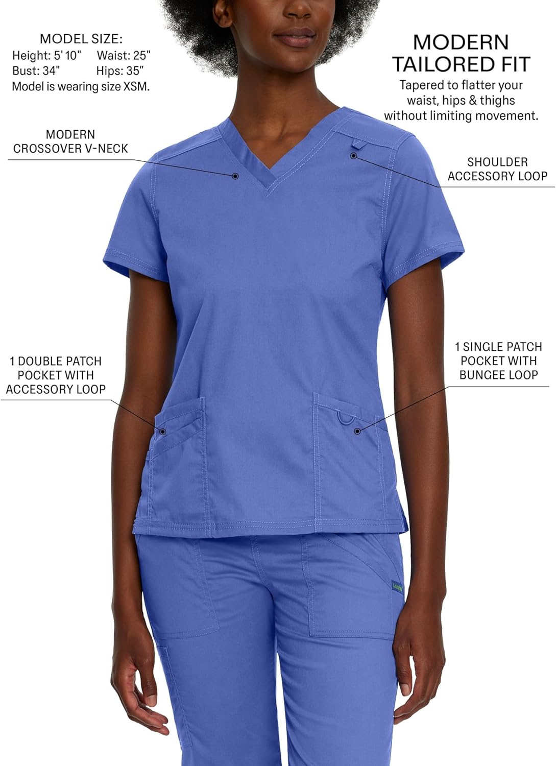 Landau Proflex Tailored Fit Comfort Stretch 3-Pocket Scrub Top for Women 4160 - Image 2