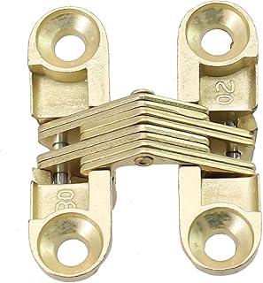 Stainless Steel Invisible Hinge for Door Hinge, Folding Door Hinge Mechanism, Concealed Cabinet Hinge, Heavy Duty 30KG Cross Hinge for Wooden Doors, Interior Use(Golden 11x40MM)