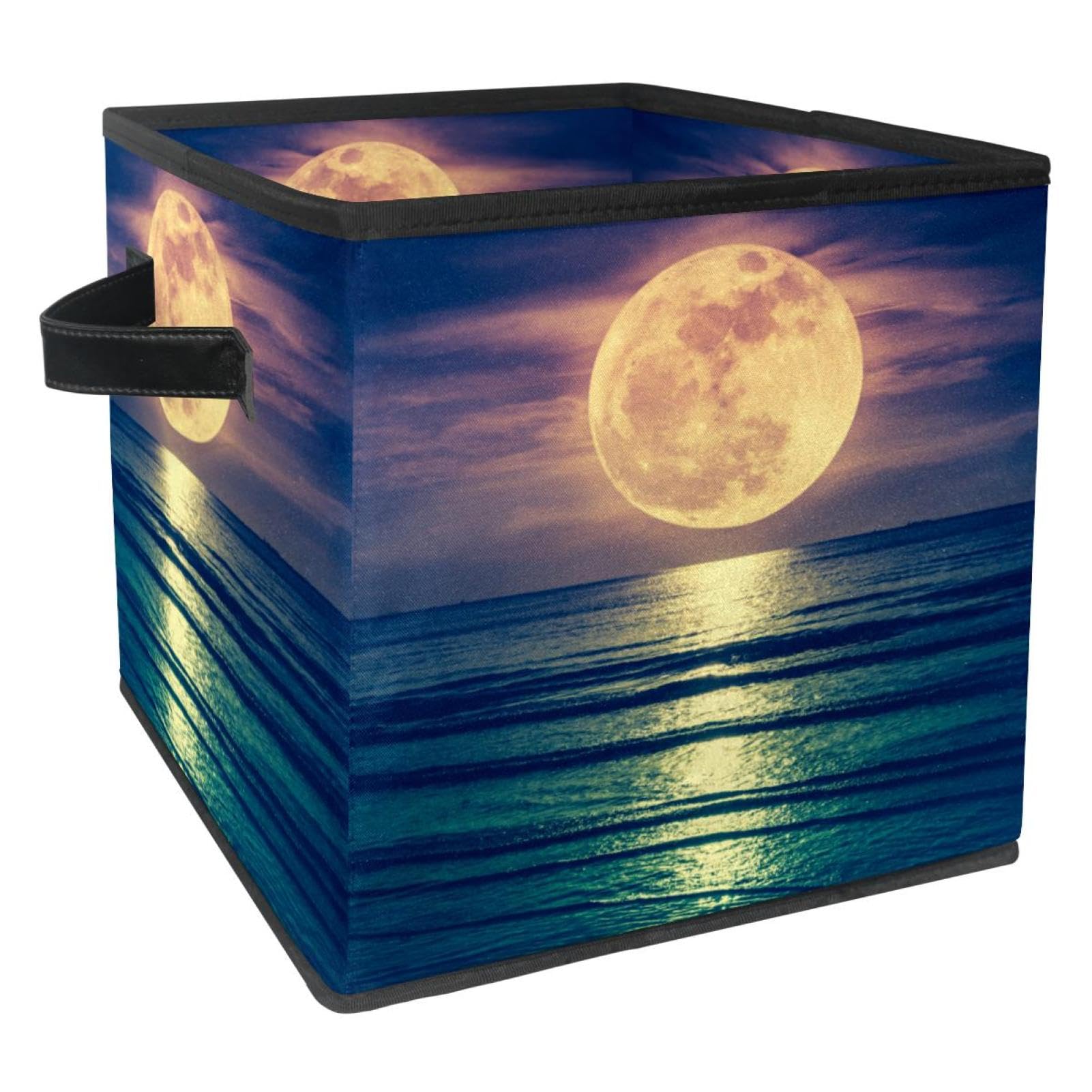 Boîte de rangement pliable pleine lune cube en tissu pour placard et chambre