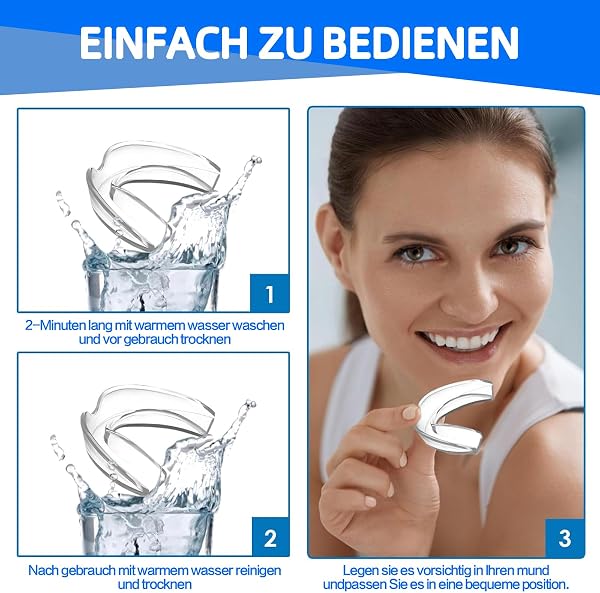 4 Piezas Ferula Descarga Bruxismo, Férula Dental de Descarga in 2 Tamaños, Protector Bucal para Dormir, Protector Bucal Bruxismo con Caja, Prevenir el Bruxismo - 5