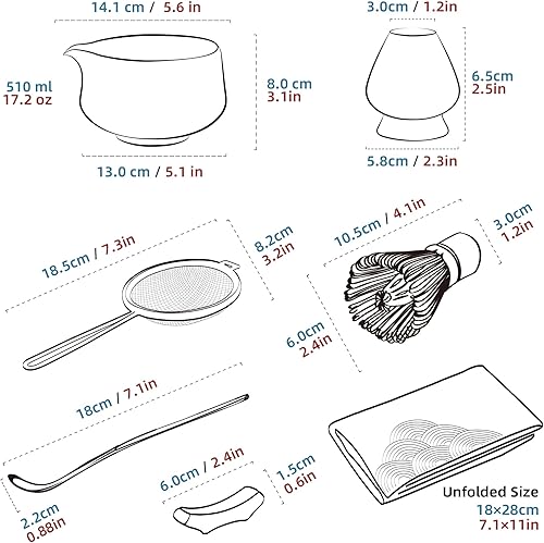 Miniatura 9 de TEANAGOO Juego de batidor de matcha, juego de 7 piezas de matcha azul, kit de matcha para ceremonia, juego de té matcha para hacer desayunocafé,