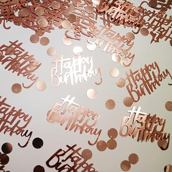 EMAAN Happy Birthday Foil Confetti Rose Gold Birthday Confetti Sequins, Table Sprinkle Dessert Table Decorations Light Up Your Birthday Party Rose Gold