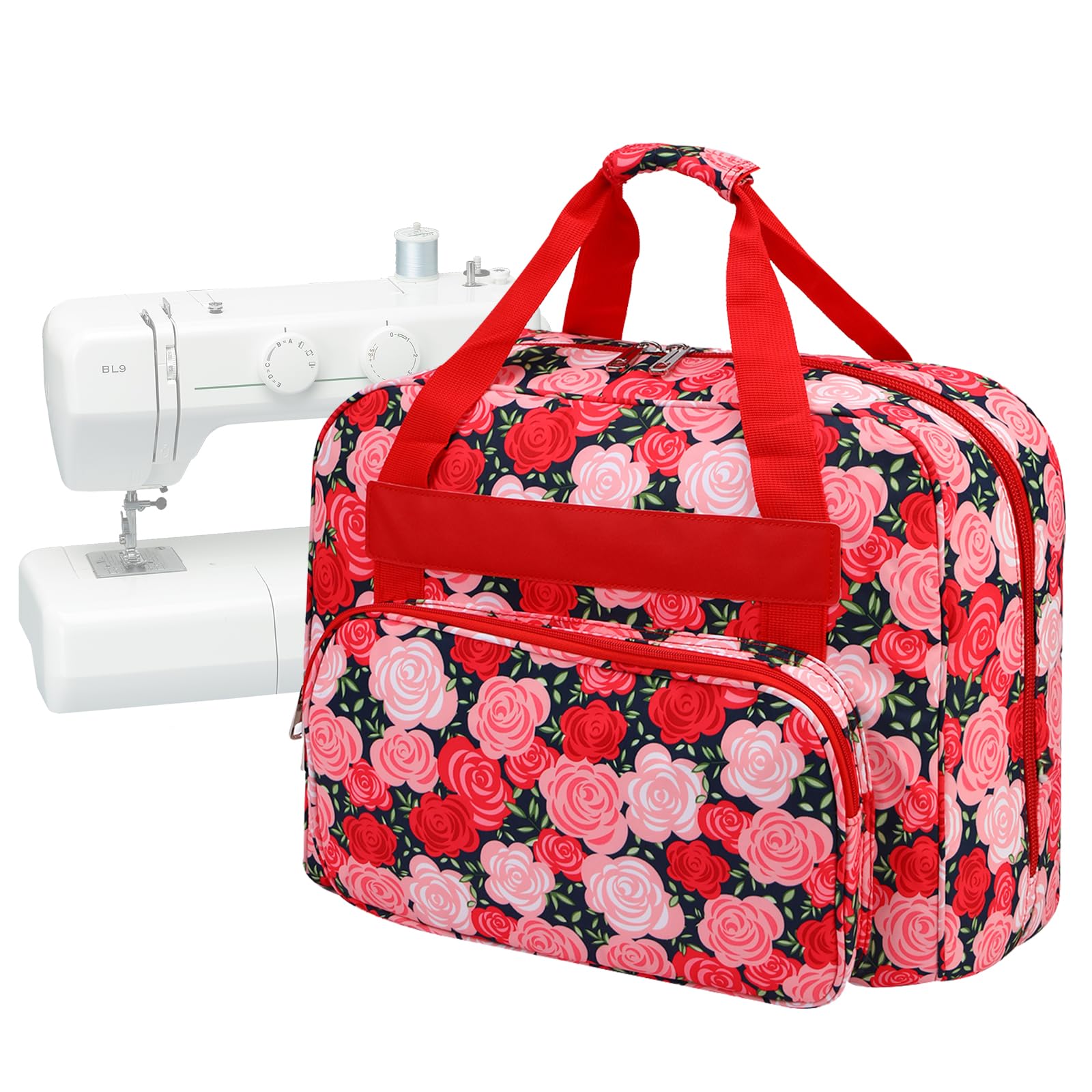 LetCartMaker Sewing Machine Carrying Case, Universal Tote Storage Bag with Pocket & Handle