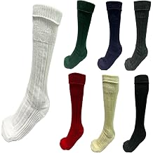 Mens Traditional Scottish Kilt Hose,Scottish Ribbed Socks For Mens Wool Blend Cuff Over Your Kilt Hose