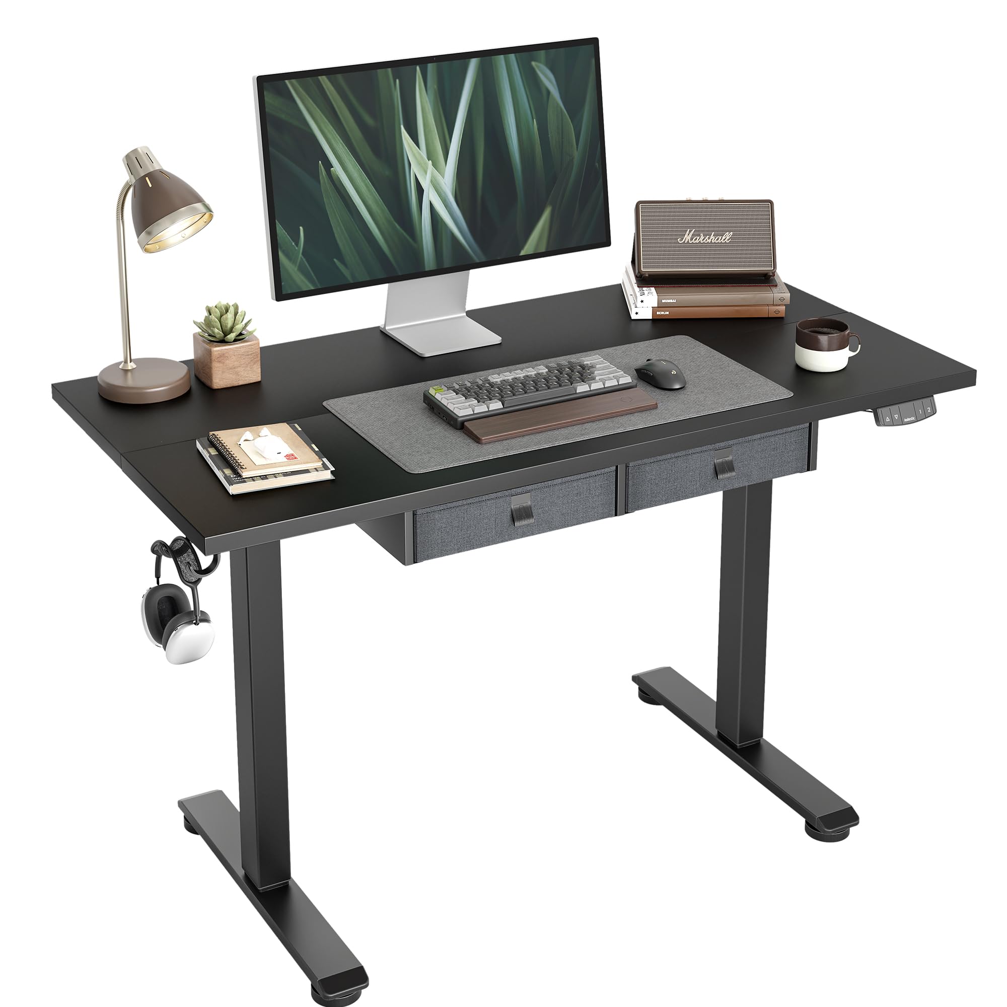 Agilestic 48 Inch Standing Desk with 2 Drawers, Black