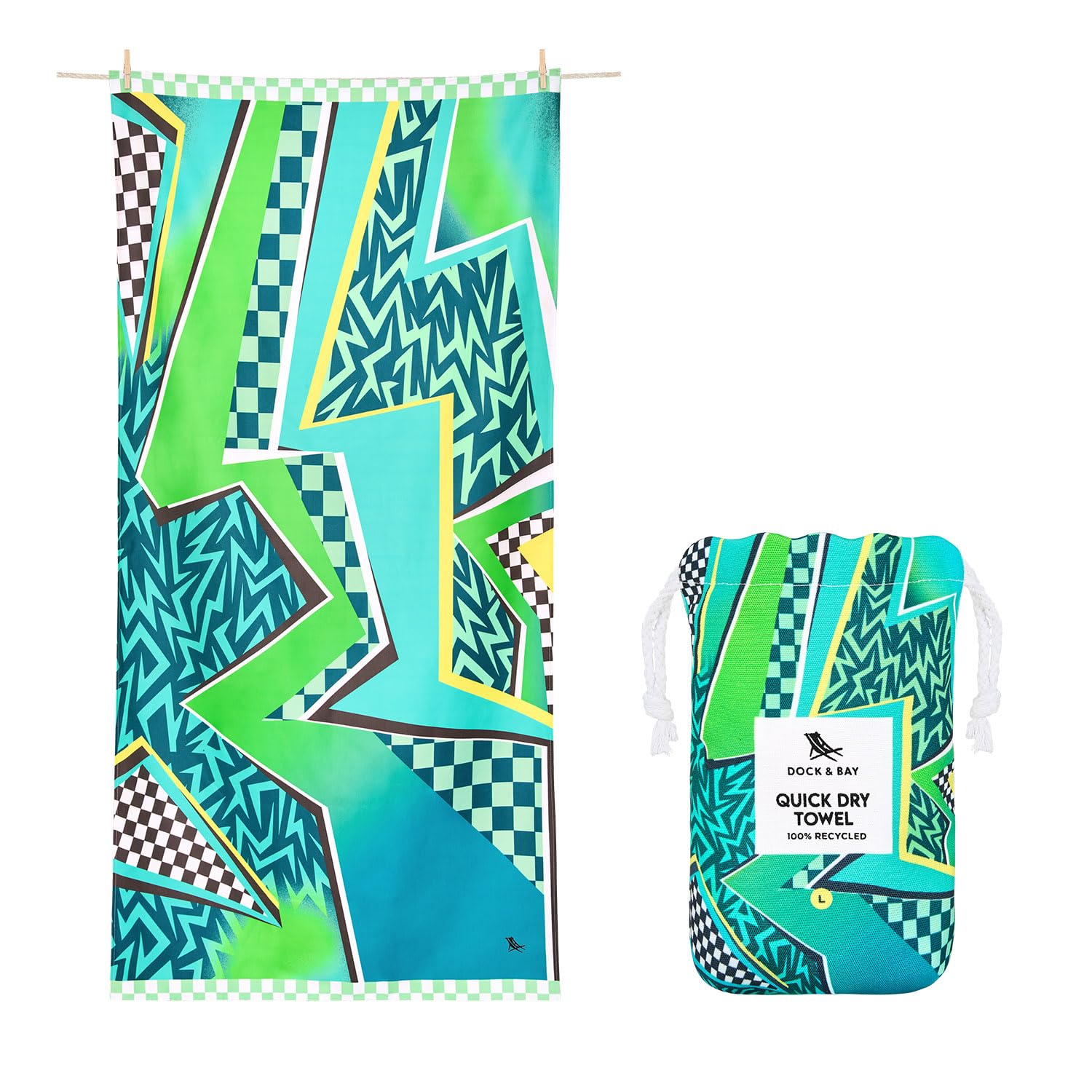 Dock & Bay Kid's Towel - For Beach Use - Quick Dry, Sand Free - Compact, Lightweight - 100% Recycled - Includes Bag - Tide Skater, Medium (130x70cm, 51x28) — image 1