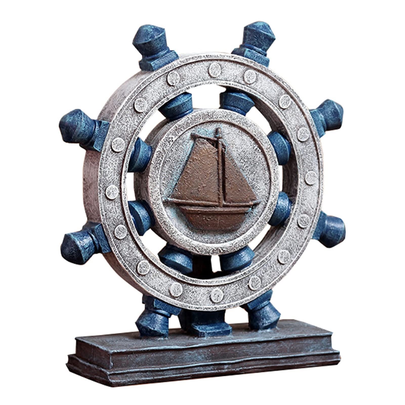 Meiiron Desk Decorative Ornaments, Retro Rudder Decor Ornaments Display Table Props for Living Room/Bar/American Furnishings Mediterranean-Style (Color : C)
