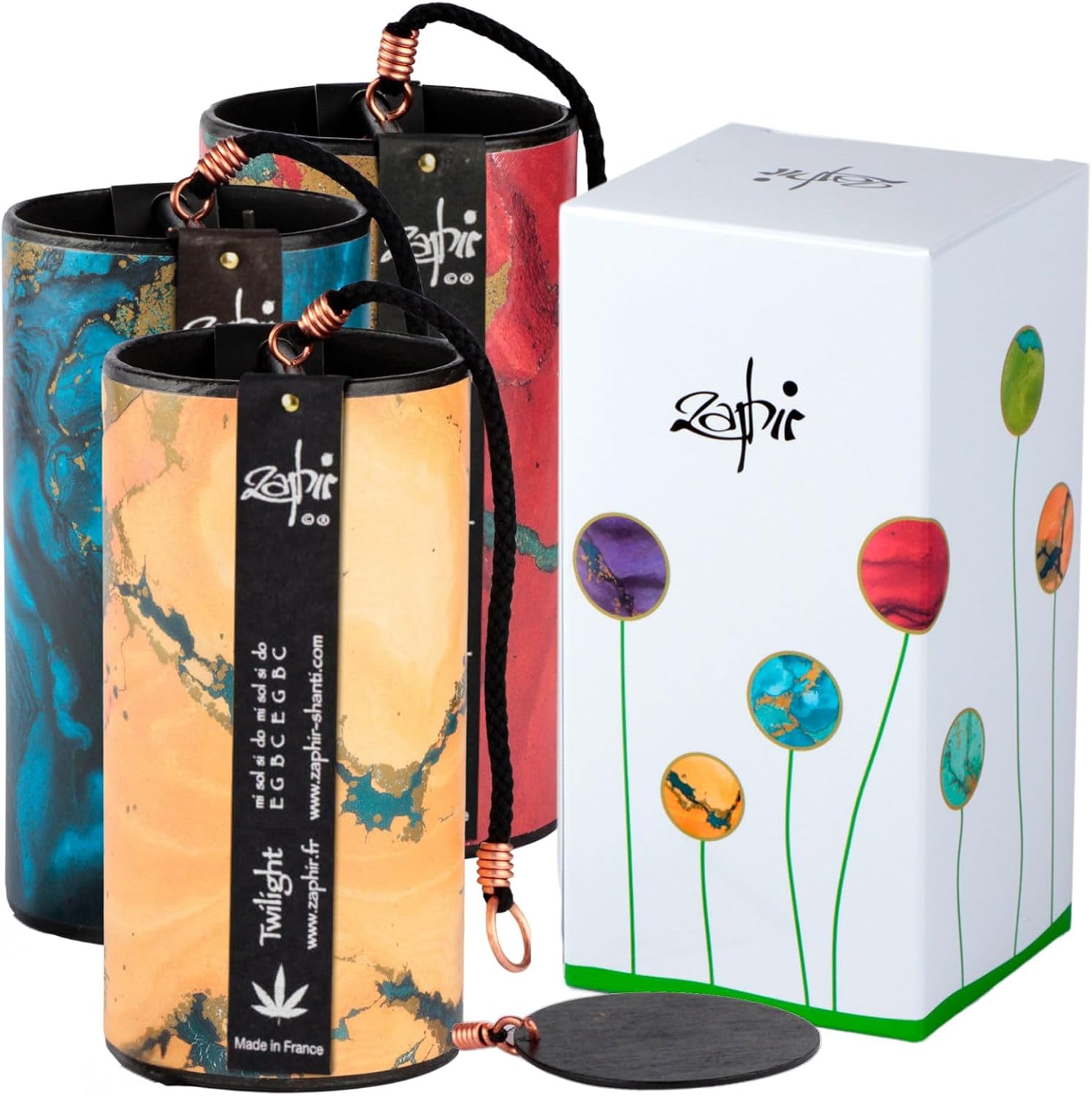 Zaphir Wind Chime Set with Gift Packaging Free Choice Wind Chime Gift Chimes for Yoga Children and Meditation Crystalide Sufi Twilight Sunnray [Pack of 3]