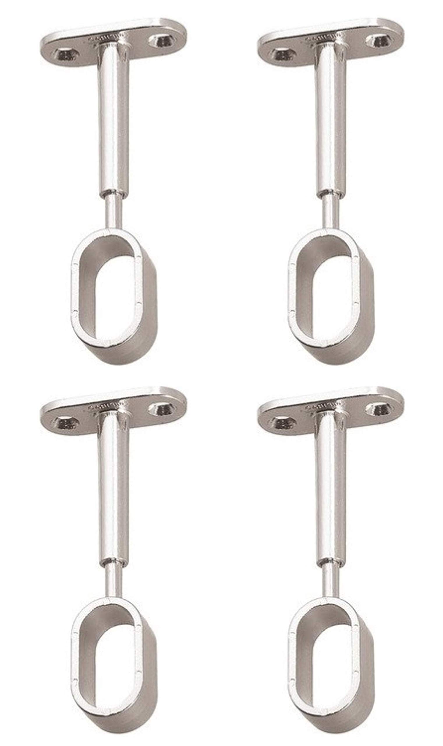 Oval Wardrobe Rail Centre Supports Brackets 15mm Adjustable Polished Chrome x4