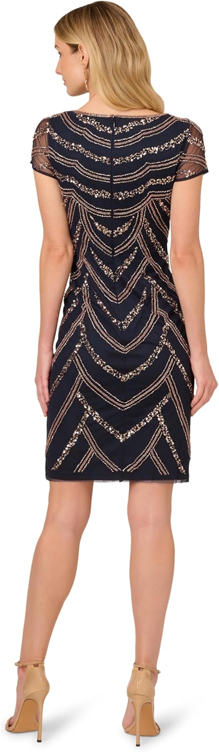 Adrianna Papell Womens Beaded Cocktail Dress - Image 2