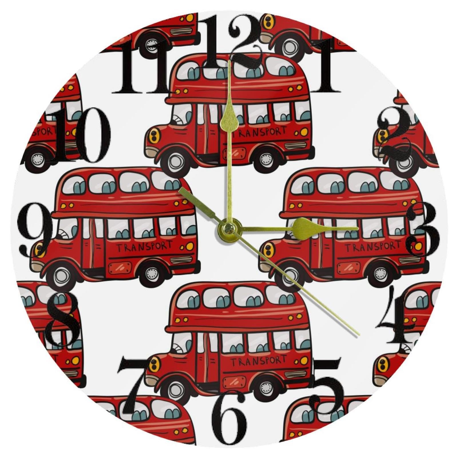 Horloge murale ronde à double étage silencieuse pour décoration maison