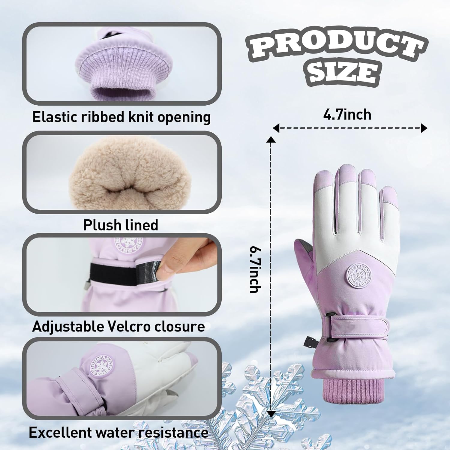 4 Pairs Winter Ski Snow Gloves for Men Women, Waterproof & Windproof Warm Motorcycle Gloves, Anti-Slip Thermal Touchscreen Gloves for Skiing, Cycling, Running Hiking, Driving