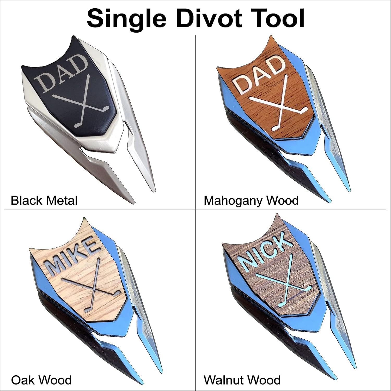 Golf Ball Marker Divot Repair Tool Personalized Custom Engraved Gift REAL Wood Markers | Golfer Accessories