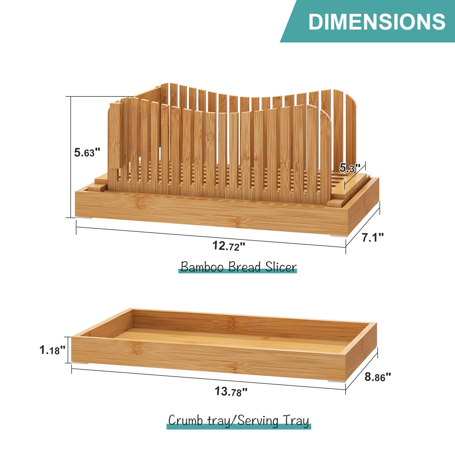 Cortador de pan, guía de pan casero de madera de bambú, grosor de 3 rebanadas, guía de corte compacta plegable con bandeja para migas