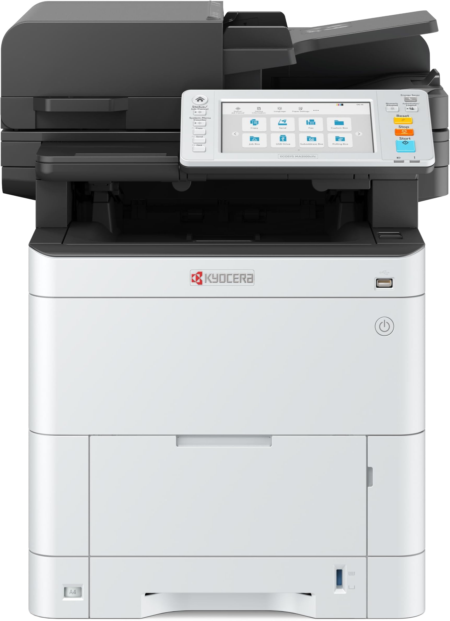 ECOSYS MA3500cifx All-in-One Color Laser Printer (Print/Copy/Scan/Fax), 37 ppm, 1200 dpi, Gigabit Ethernet & HyPAS Capable, 7 inch Touchscreen Panel, Dual Scan Document Processor