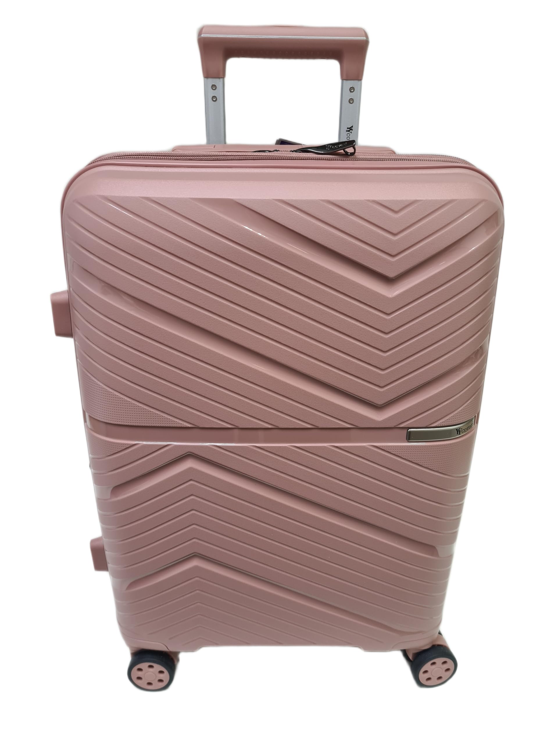 COVERI COLLECTION Trolley Rigido Bagaglio a Mano Espandibile 55x40x20 cm, 4 Rotelle Girevoli 360°, Approvato Compagnie Aeree Low Cost, Scocca ABS Resistente, 27L, Rosa