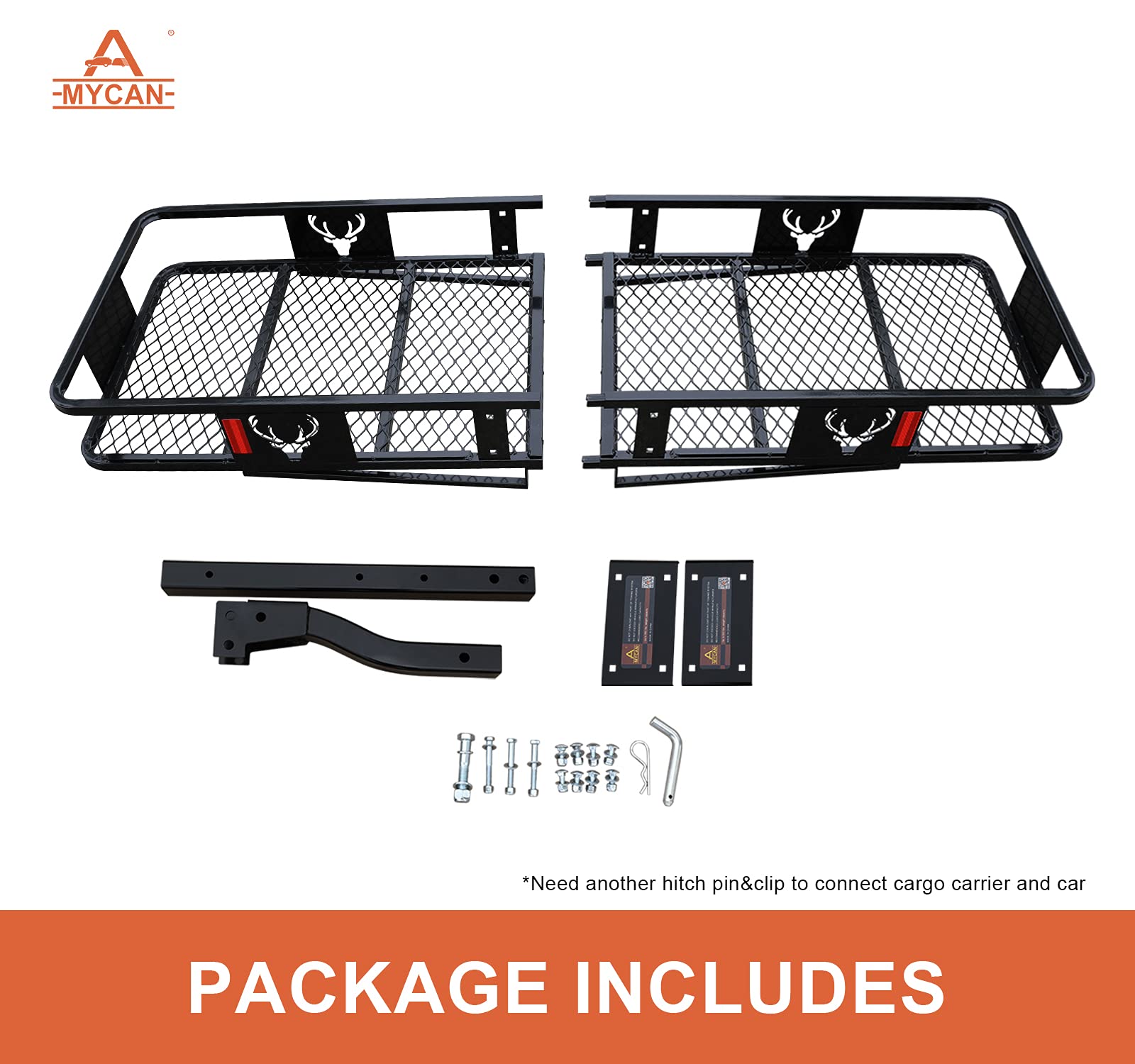 KING BIRD Upgraded 60" x 24" x 6" Hitch Mount Folding Cargo Carrier