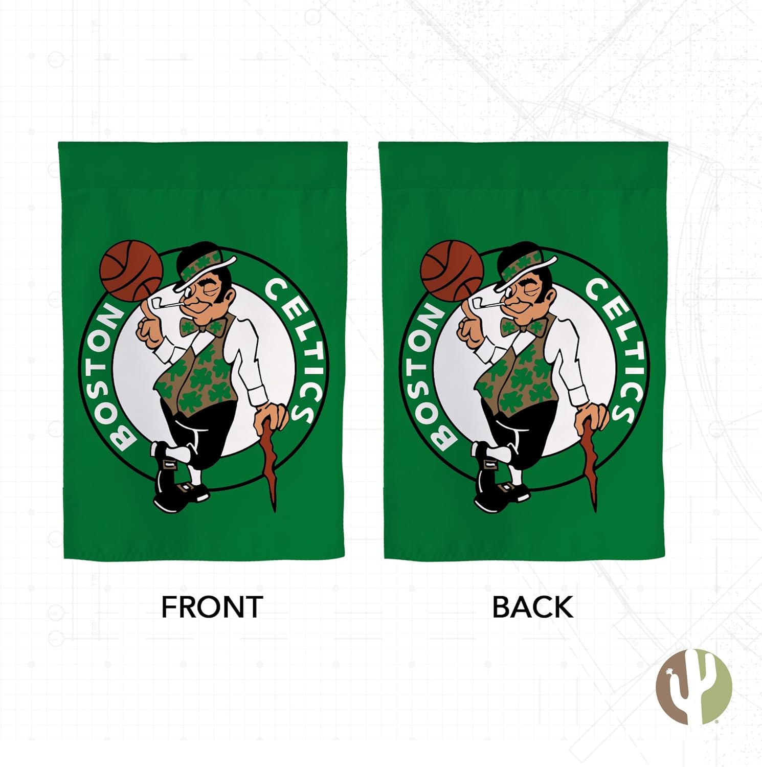 Desert Cactus Boston Celtics BC Garden Flag – 19 x 12 inch NBA Boston Celtics Team Banner, For Outdoor Display and Events (Design A) - Image 2