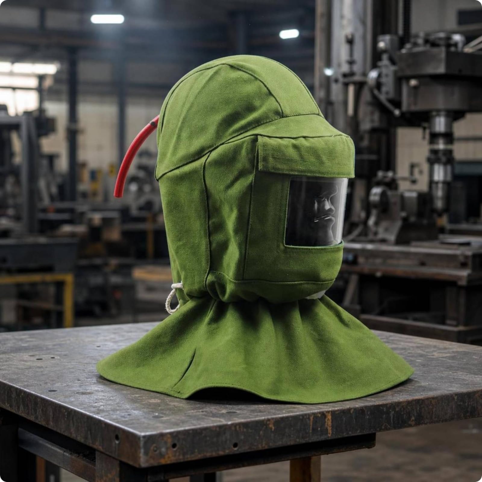 KESOTO Cappuccio Antisabbia Maschera Protettiva Casco Visiera Respiratore con Schermo in Vetro Trasparente E Coulisse Anti