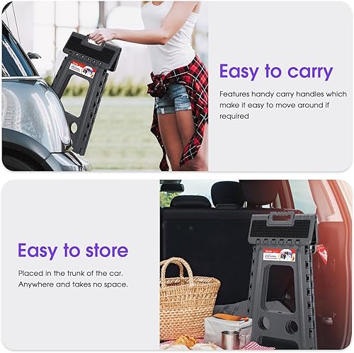 Miniatura 101 de Taburete plegable resistente de alta calidad de 13 pulgadas de altura para adultos, taburete de cocina, jardín, baño, color blanco Blanco,Bicolor