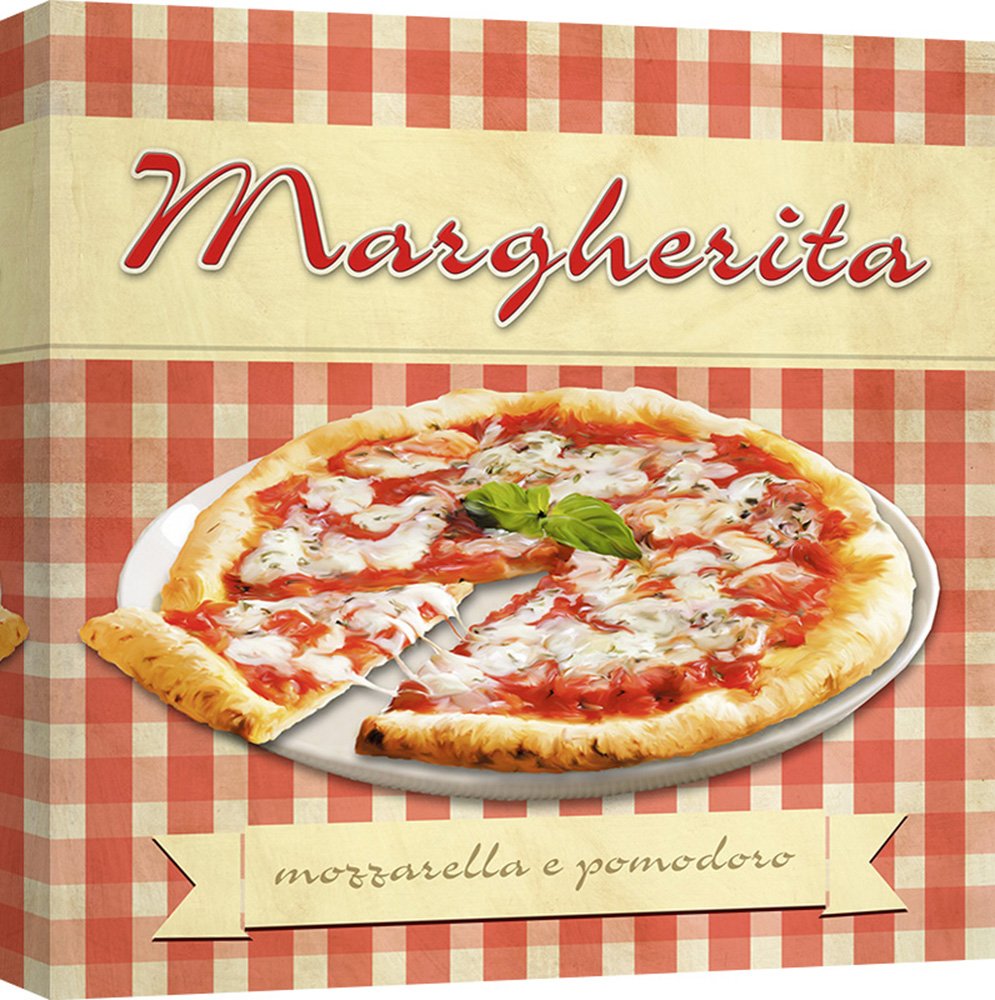 ART PRINT CAFE' – Kunstdruck auf Leinwand - Küche - Remo Barbieri, Pizza Margherita - 50X50 cm